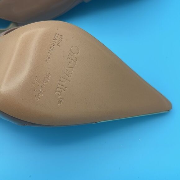 NEW-OFF-WHITE -Allenframe Slim Heel- Tan/Gold- Size 41 - Picture 12 of 15